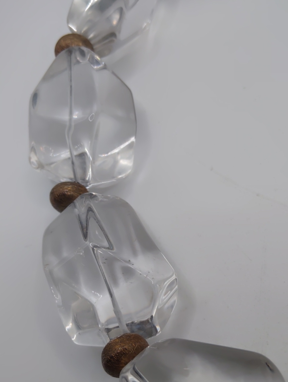 Clear Quartz with Brass Colored Spacers Choker Toggle Clasp - Picture 5 of 7